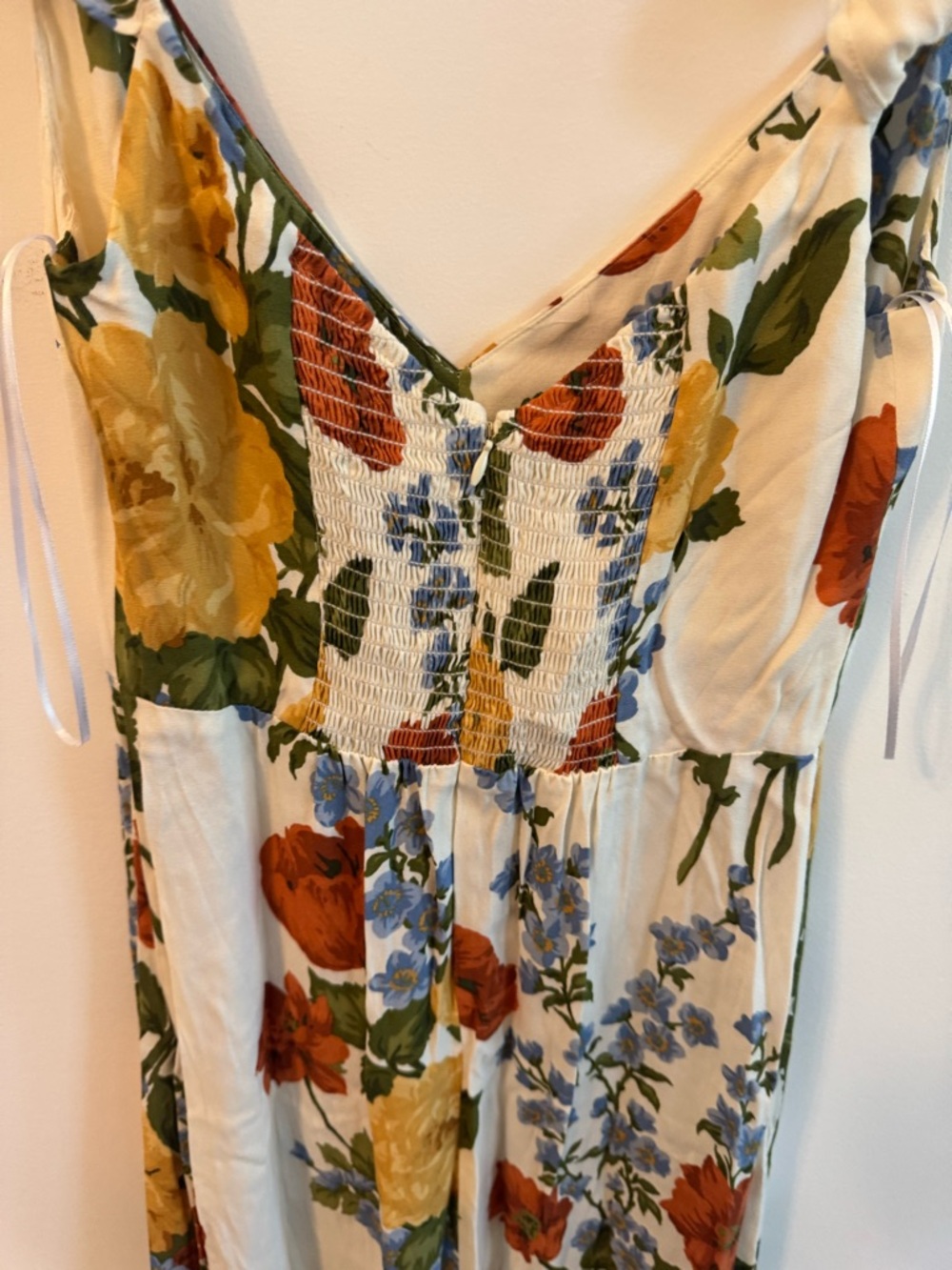 Reformation White Floral Midi Dress with Yellow, Red & Blue Blooms - Picture 12 of 12